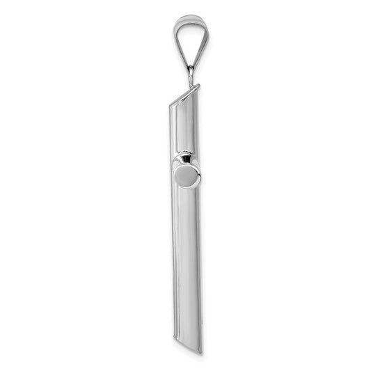 14kt White Gold Polished Tube Cross Pendant