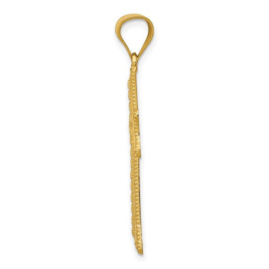 14kt Yellow Gold Diamond-cut Cross Pendant