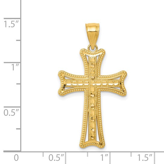 14kt Yellow Gold Diamond-cut Cross Pendant