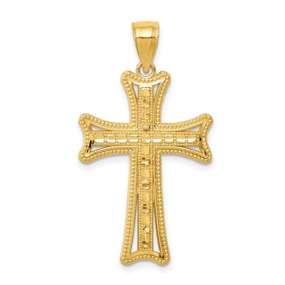 14kt Yellow Gold Diamond-cut Cross Pendant