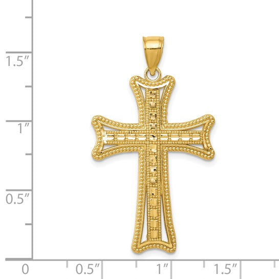 14kt Yellow Gold Diamond-cut Cross Pendant