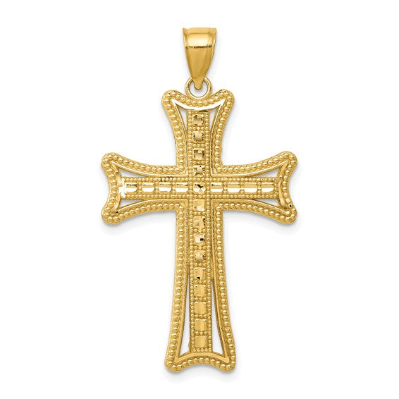 14kt Yellow Gold Diamond-cut Cross Pendant