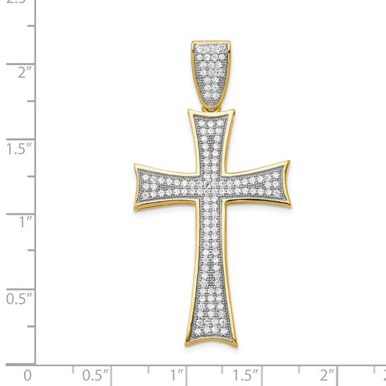 14kt Yellow Gold w/Rhodium Micro Pav‚ CZ Large Cross Pendant