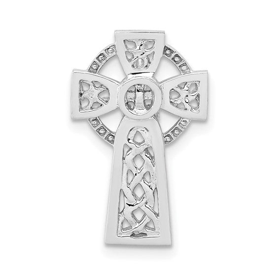 14kt White Gold Polished Celtic Cross Slide