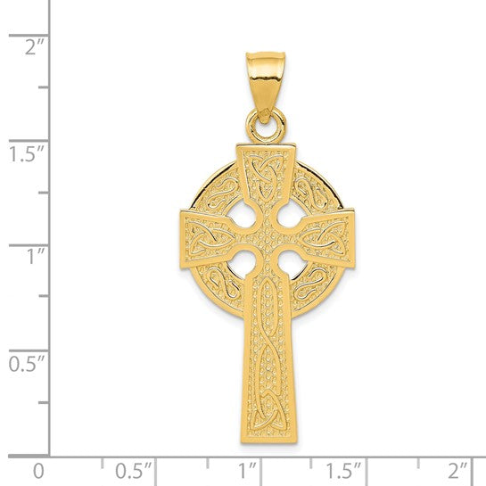 14kt Yellow Gold Polished Celtic Cross Pendant