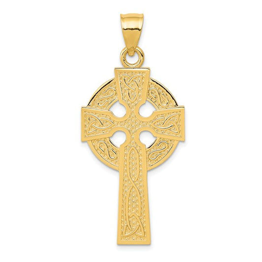 14kt Yellow Gold Polished Celtic Cross Pendant
