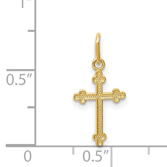 14kt Yellow Gold Polished Small Budded Cross Charm