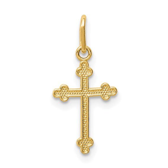 14kt Yellow Gold Polished Small Budded Cross Charm