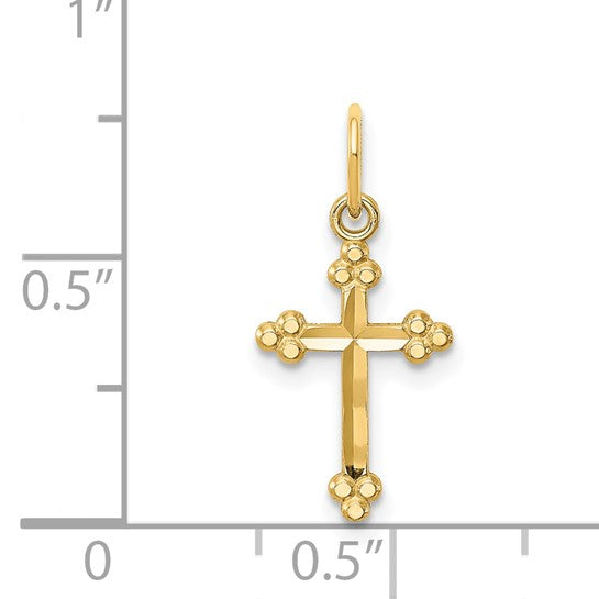 14kt Yellow Gold Small D/C Budded Cross Pendant