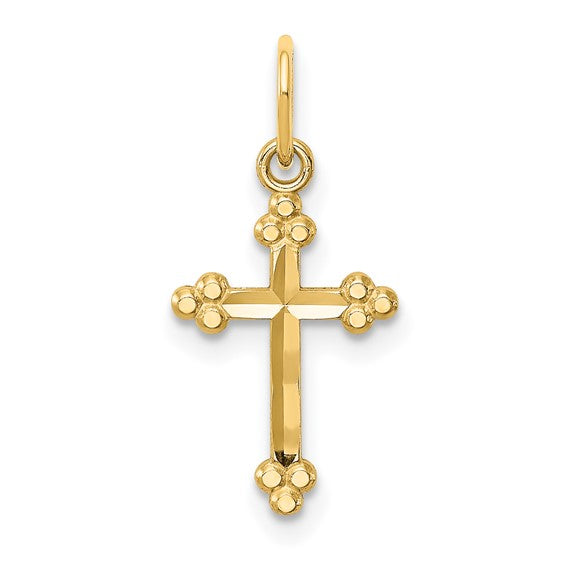 14kt Yellow Gold Small D/C Budded Cross Pendant