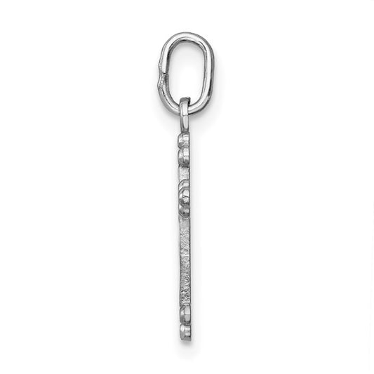 14kt White Gold Polished D/C Small Budded Cross Charm
