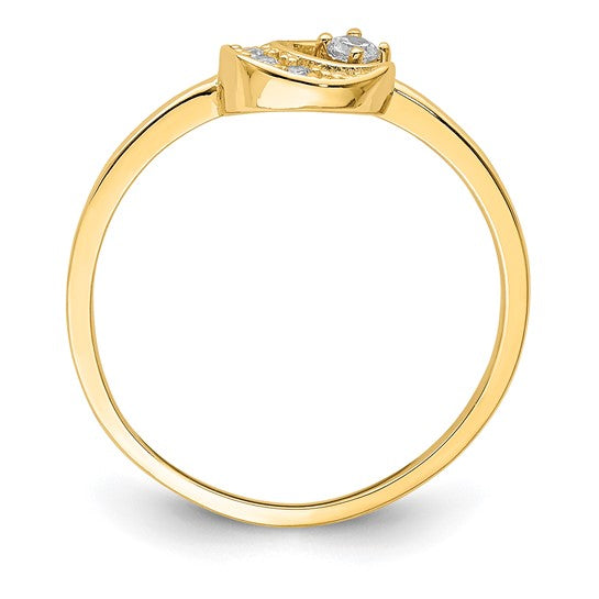 14KT Yellow Gold CZ Moon Ring