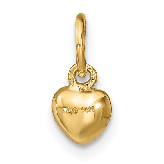 14kt Yellow Gold Polished 3-D Puffed Heart Charm