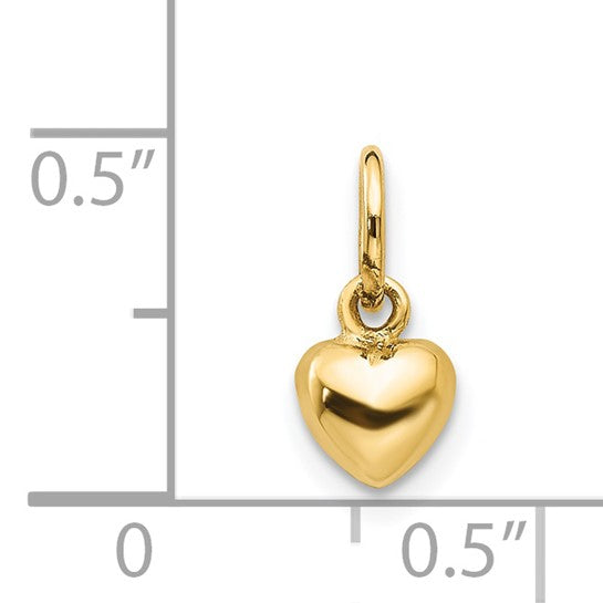 14kt Yellow Gold Polished 3-D Puffed Heart Charm