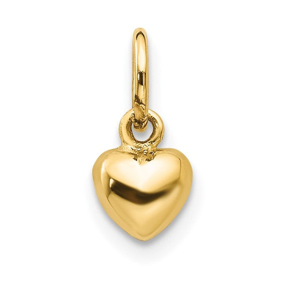 14kt Yellow Gold Polished 3-D Puffed Heart Charm