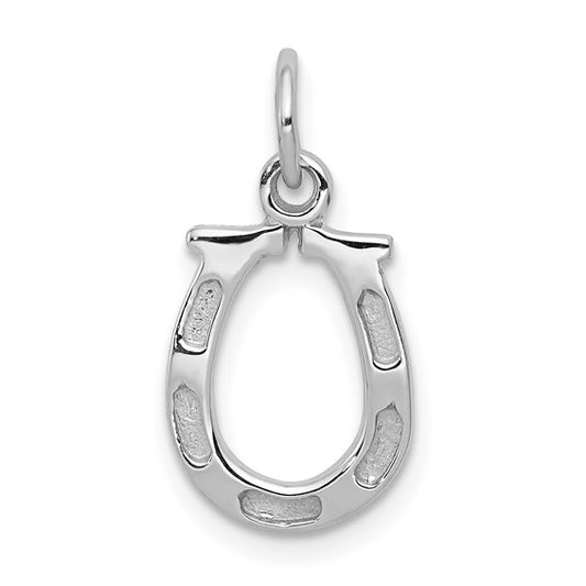 14kt White Gold Solid Polished Horseshoe Charm