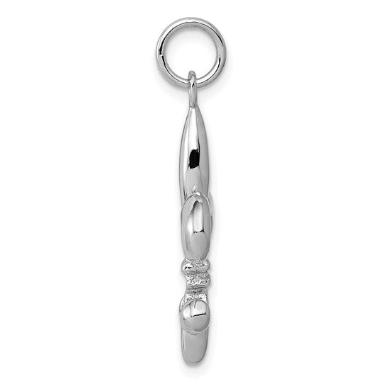 14kt White Gold Solid Polished 3-D Fleur de Lis Charm