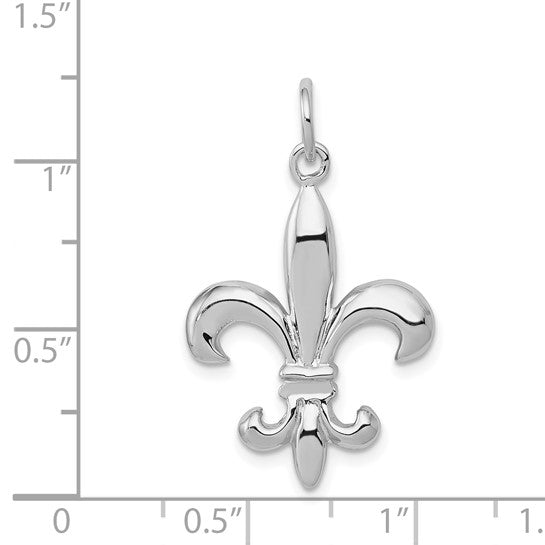 14kt White Gold Solid Polished 3-D Fleur de Lis Charm