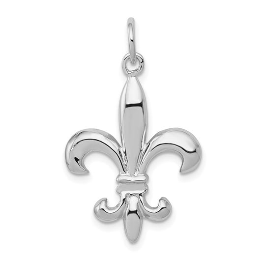 14kt White Gold Solid Polished 3-D Fleur de Lis Charm