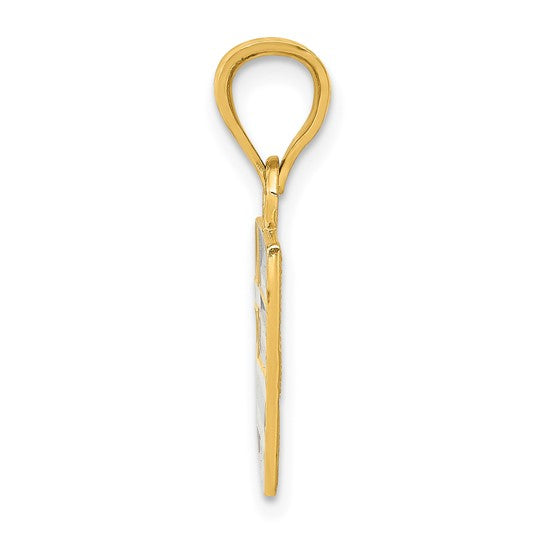 14kt Yellow Gold Solid Enameled Greece Flag Pendant