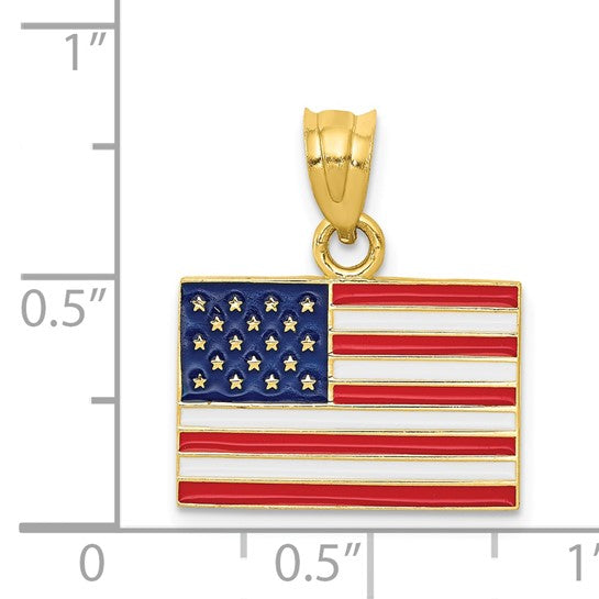 14kt Yellow Gold Enameled United States Flag Pendant