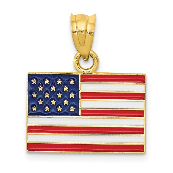 14kt Yellow Gold Enameled United States Flag Pendant
