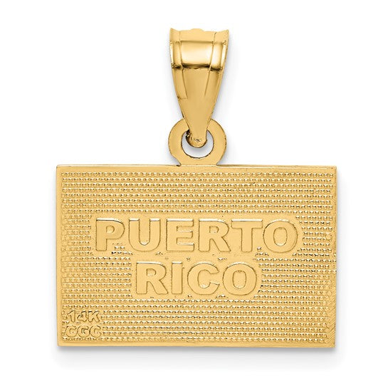 14kt Yellow Gold Solid Enameled Puerto Rico Flag Pendant