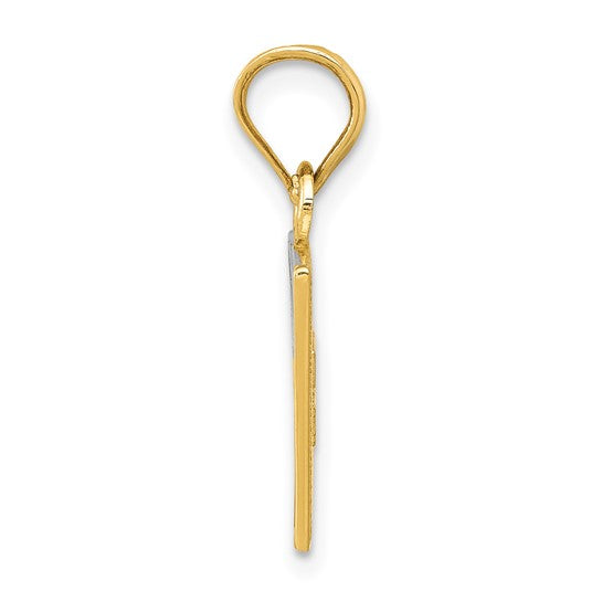 14KT Yellow Gold w/Rhodium Solid Enameled United Kingdom Flag Pendant