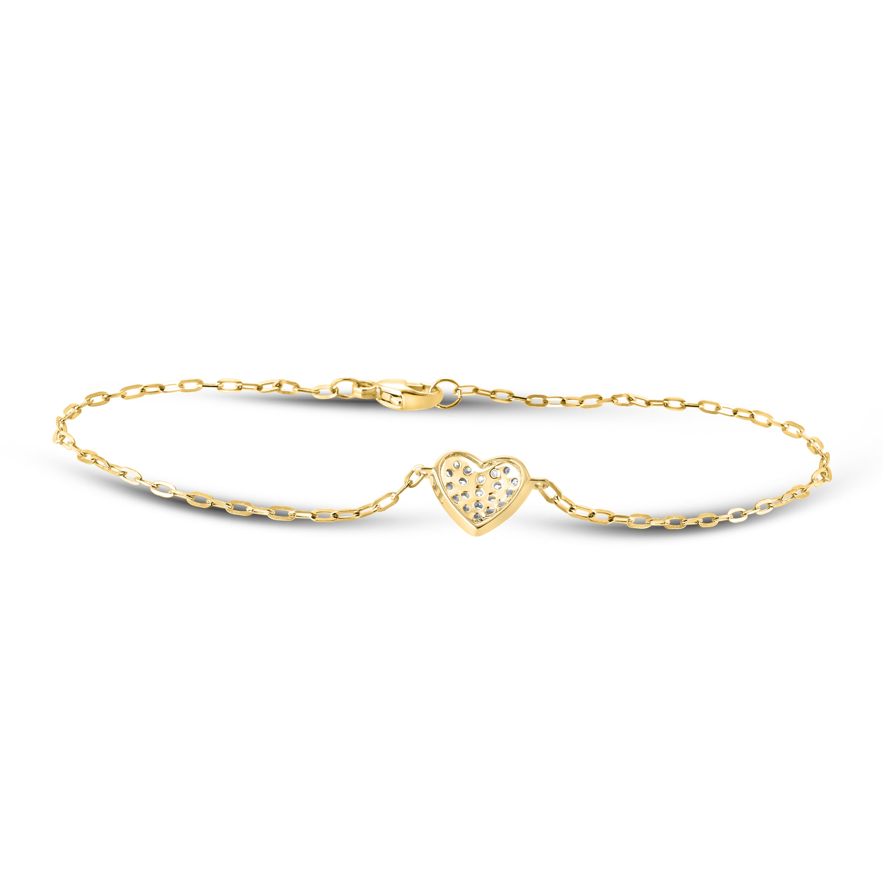 14KT Yellow Gold 0.20 CTW Lab Diamond Heart Bracelet
