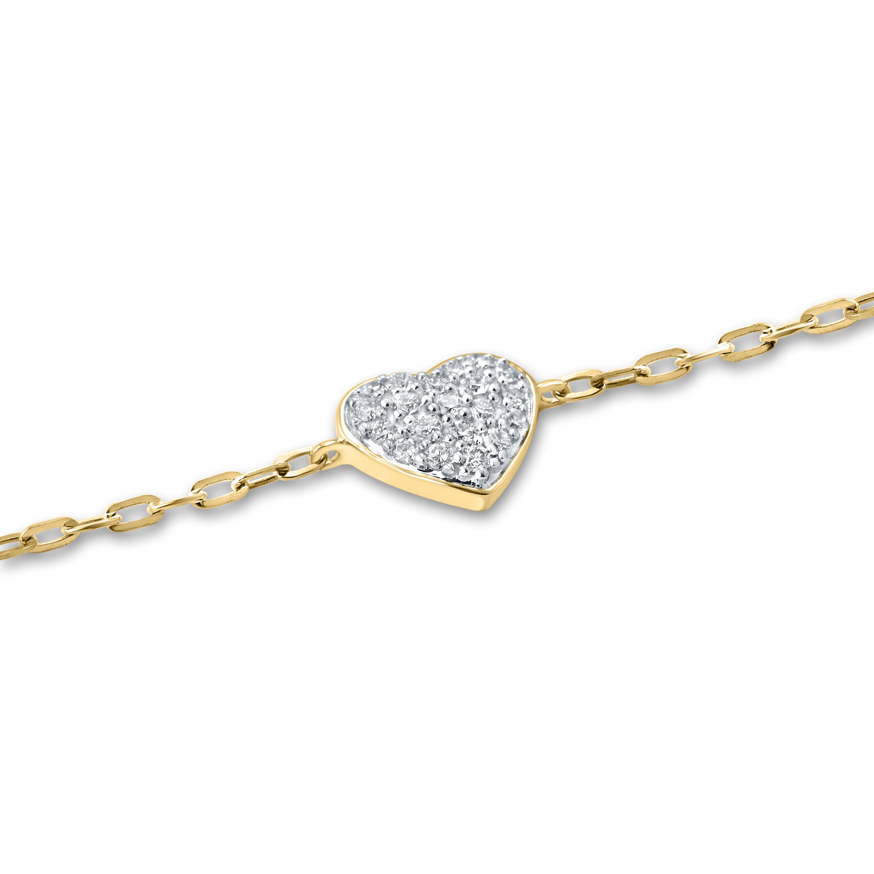 14KT Yellow Gold 0.20 CTW Lab Diamond Heart Bracelet