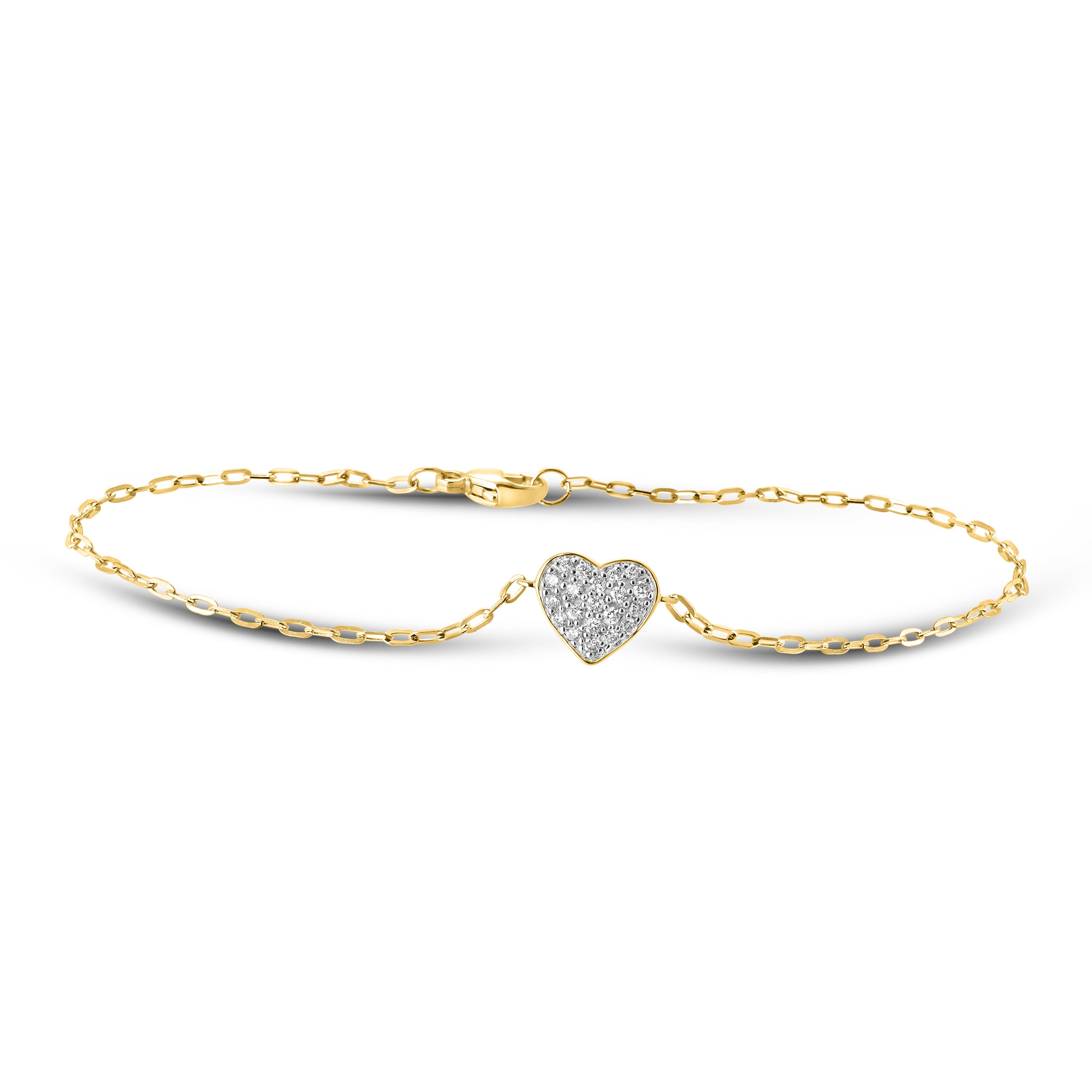 14KT Yellow Gold 0.20 CTW Lab Diamond Heart Bracelet