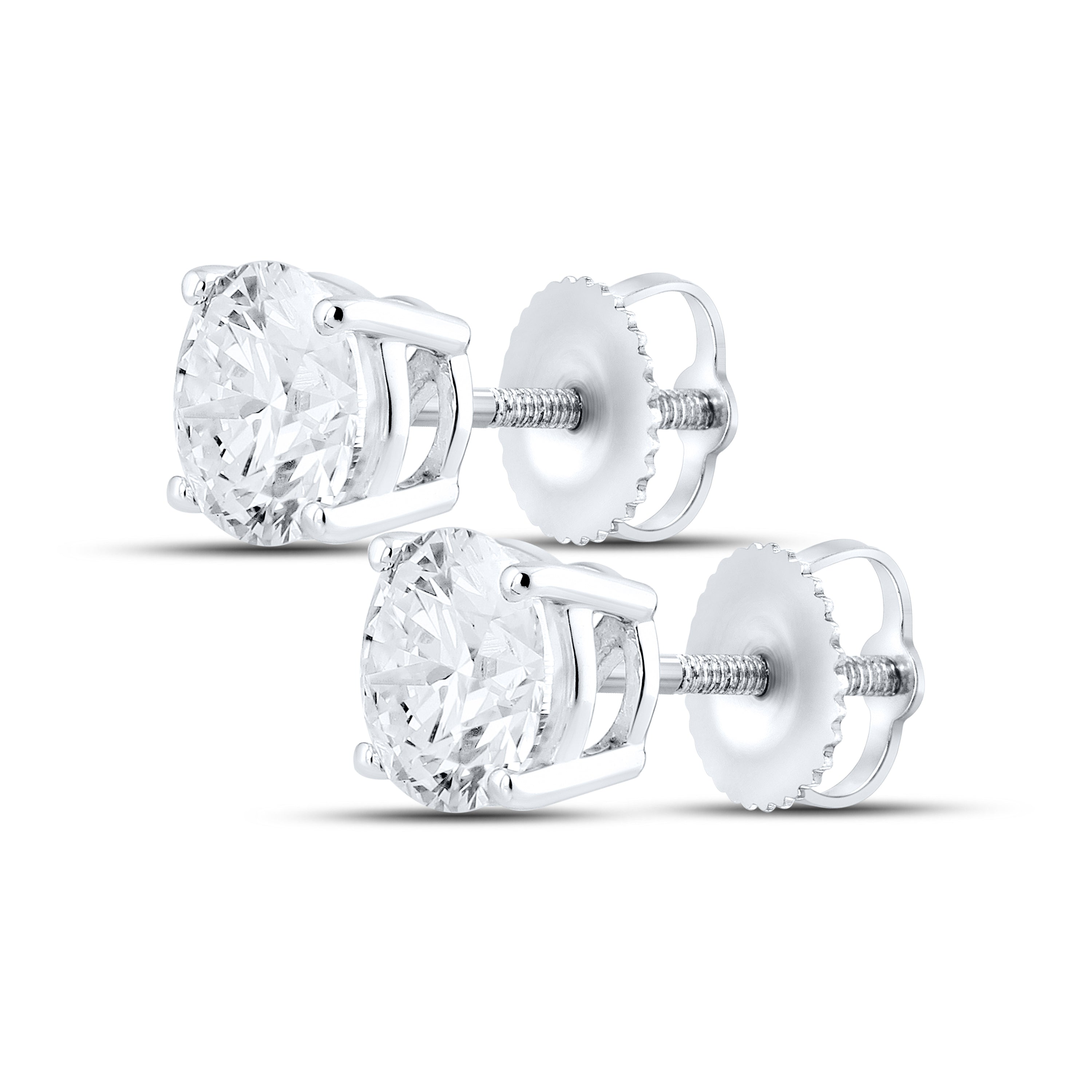 14KT WHITE GOLD 2.02 CTW LAB DIAMOND ROUND EARRINGS
