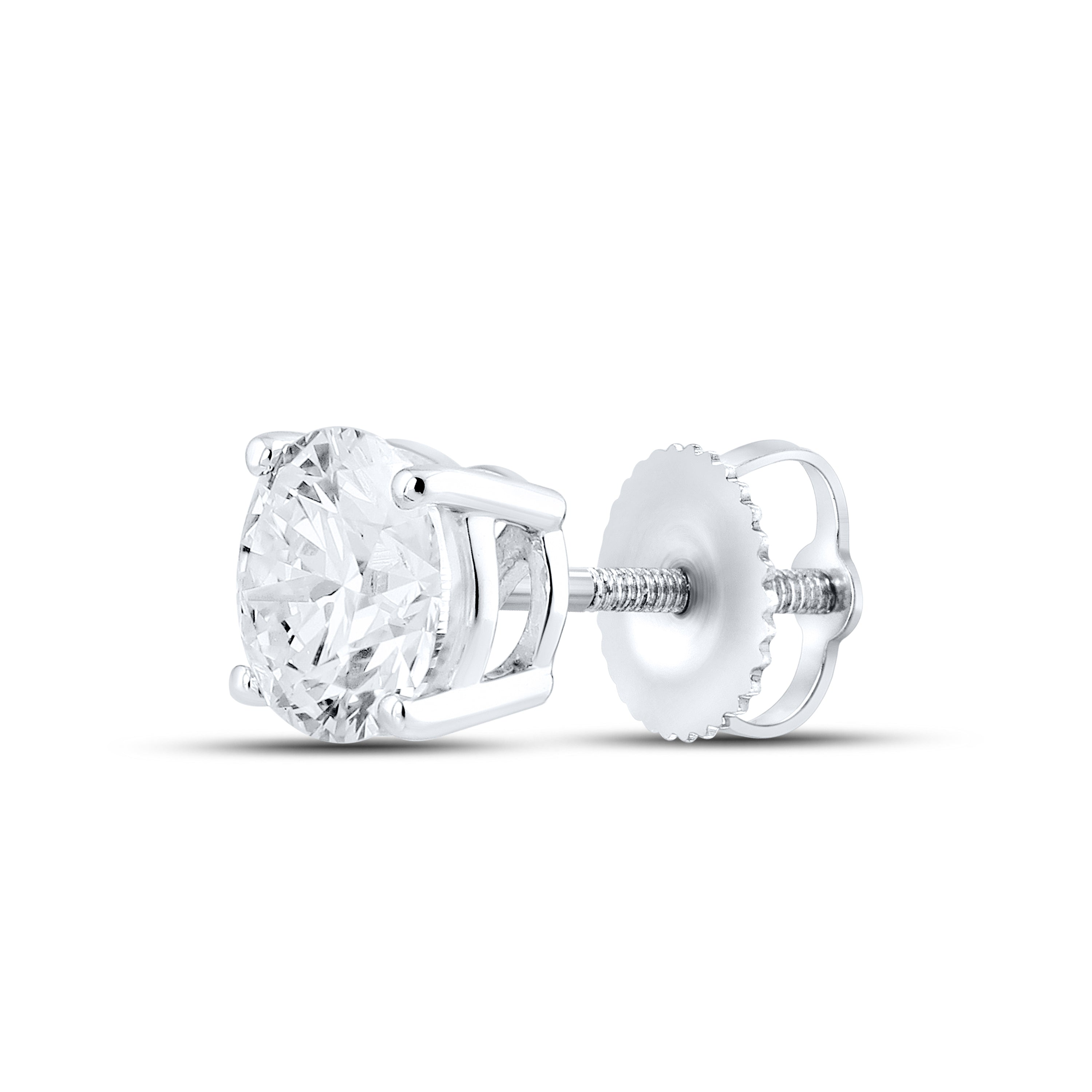 14KT WHITE GOLD 2.02 CTW LAB DIAMOND ROUND EARRINGS