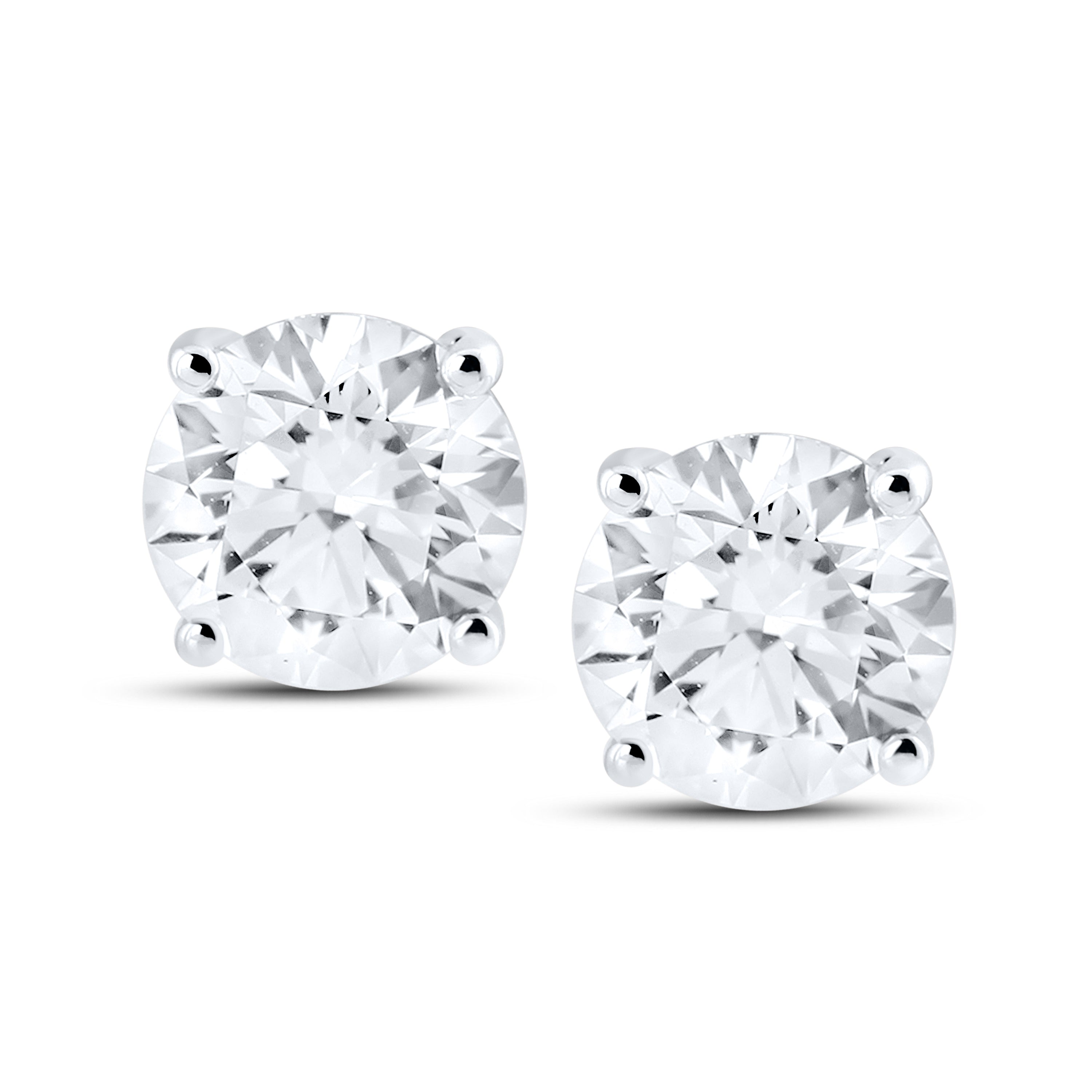 14KT WHITE GOLD 2.02 CTW LAB DIAMOND ROUND EARRINGS