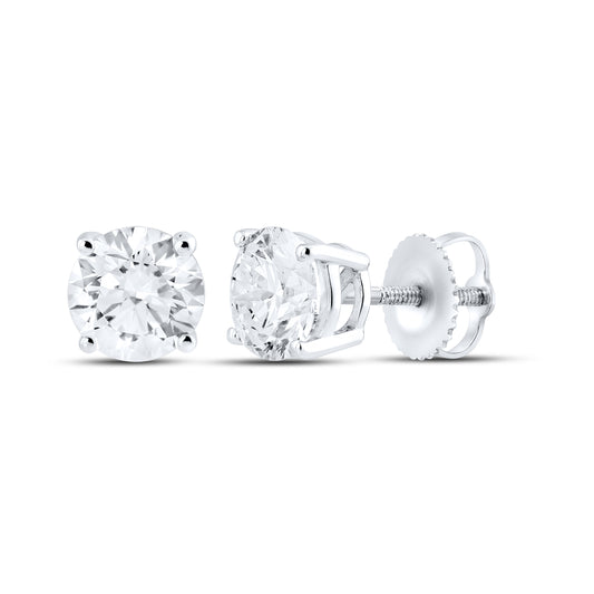 14KT WHITE GOLD 2.02 CTW LAB DIAMOND ROUND EARRINGS