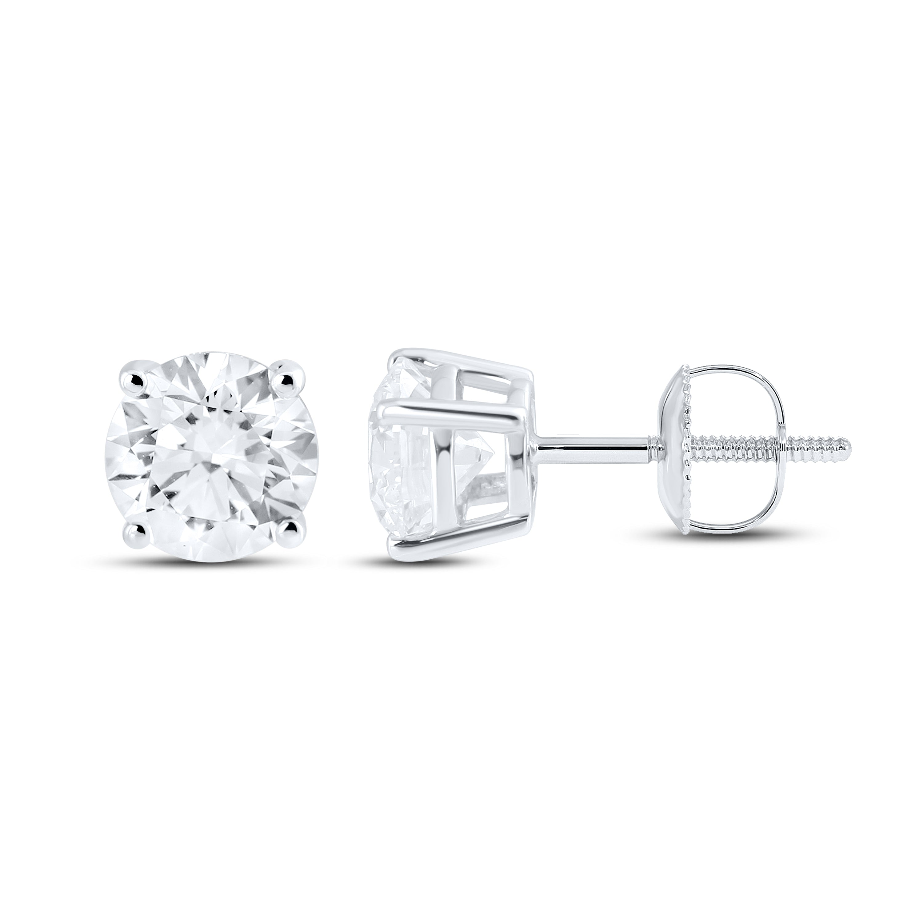 14KT WHITE GOLD 2.02 CTW LAB DIAMOND ROUND EARRINGS