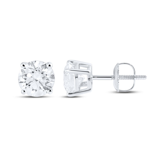 14KT WHITE GOLD 2.02 CTW LAB DIAMOND ROUND EARRINGS