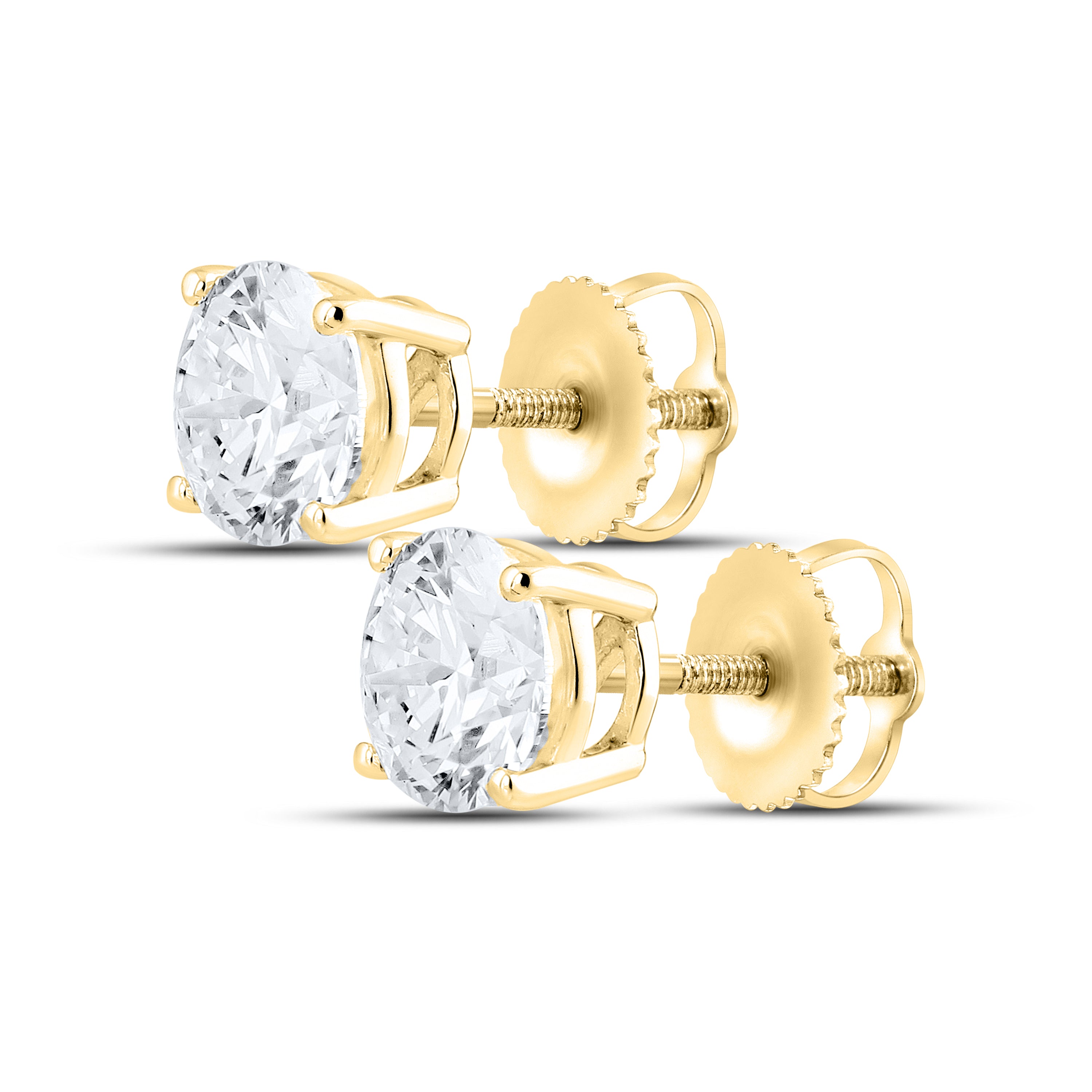 14KT YELLOW GOLD 2.02 CTW LAB DIAMOND ROUND EARRINGS