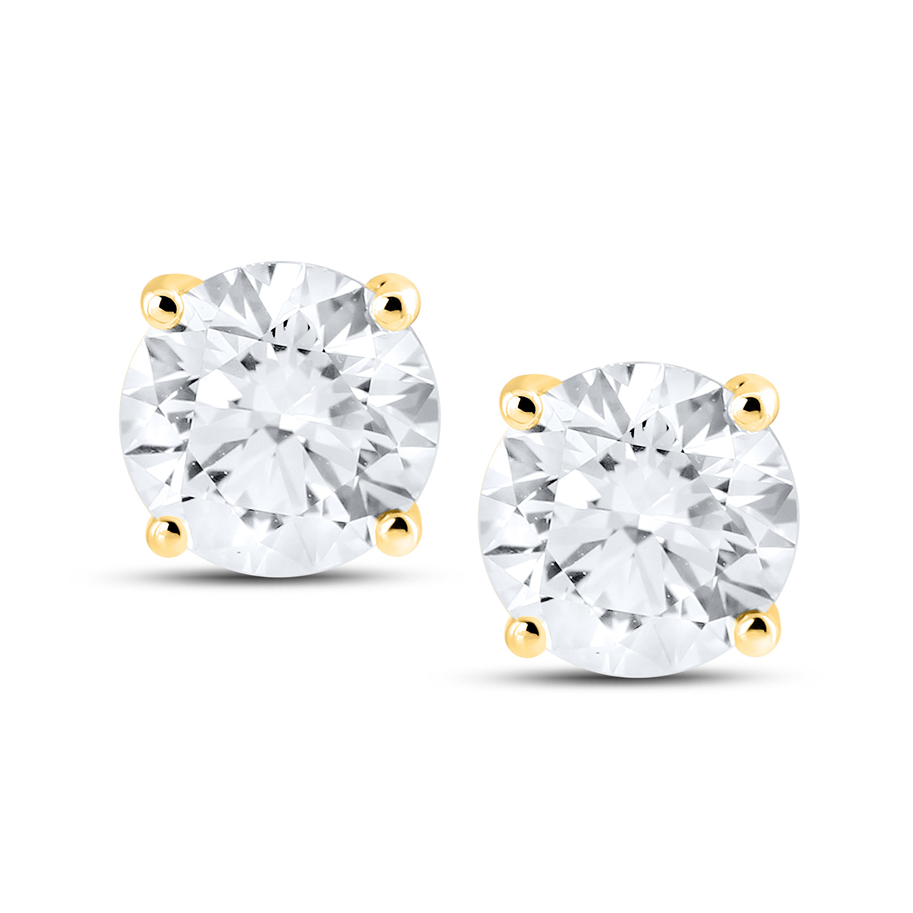 14KT YELLOW GOLD 2.02 CTW LAB DIAMOND ROUND EARRINGS