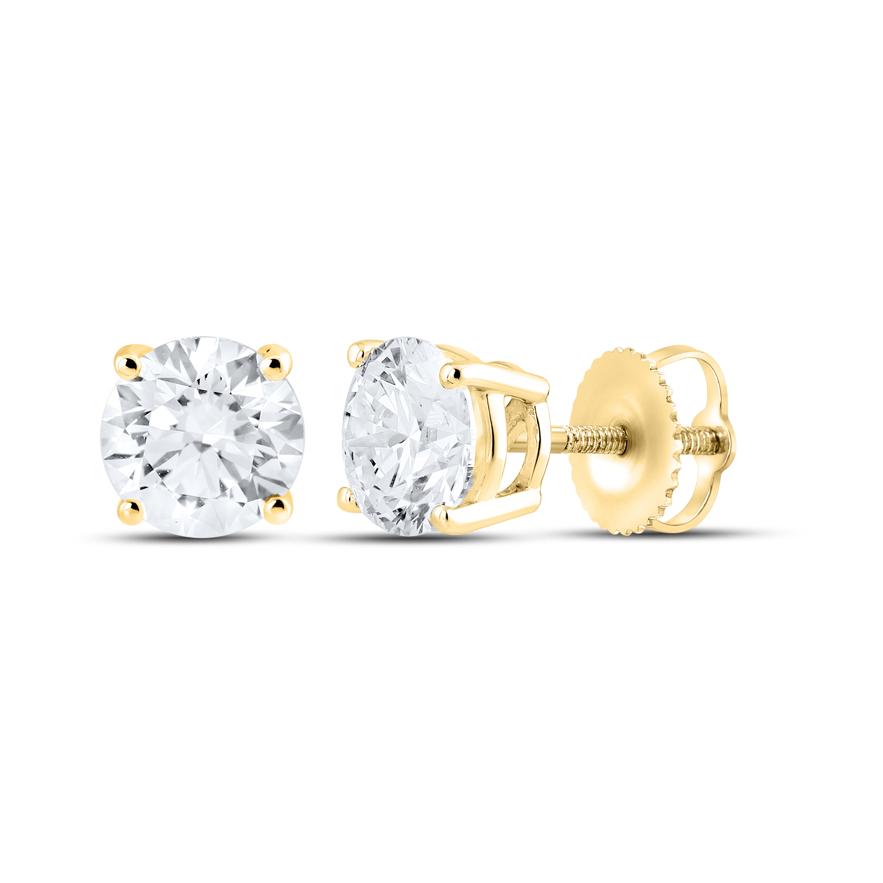 14KT YELLOW GOLD 2.02 CTW LAB DIAMOND ROUND EARRINGS
