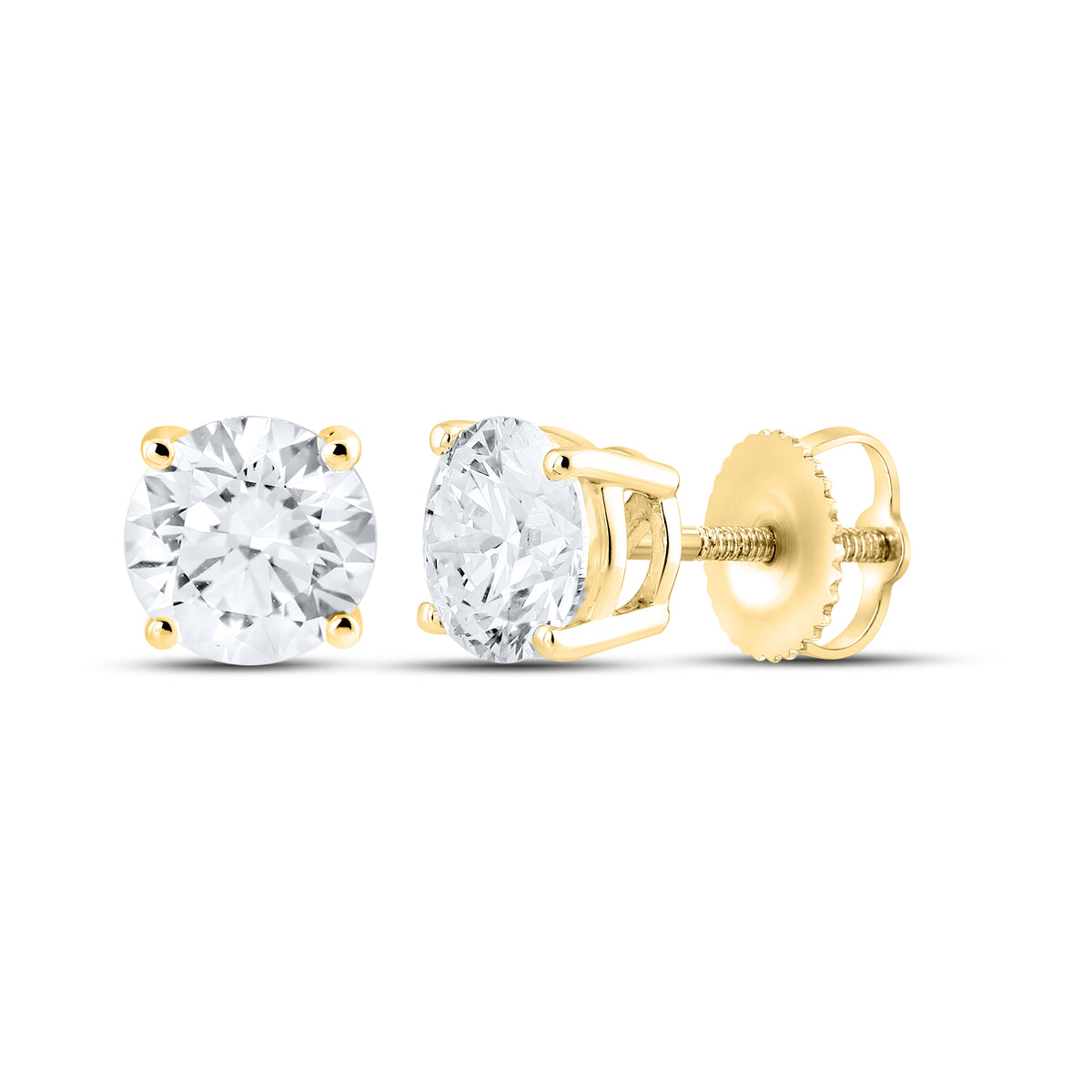 14KT YELLOW GOLD 2.02 CTW LAB DIAMOND ROUND EARRINGS