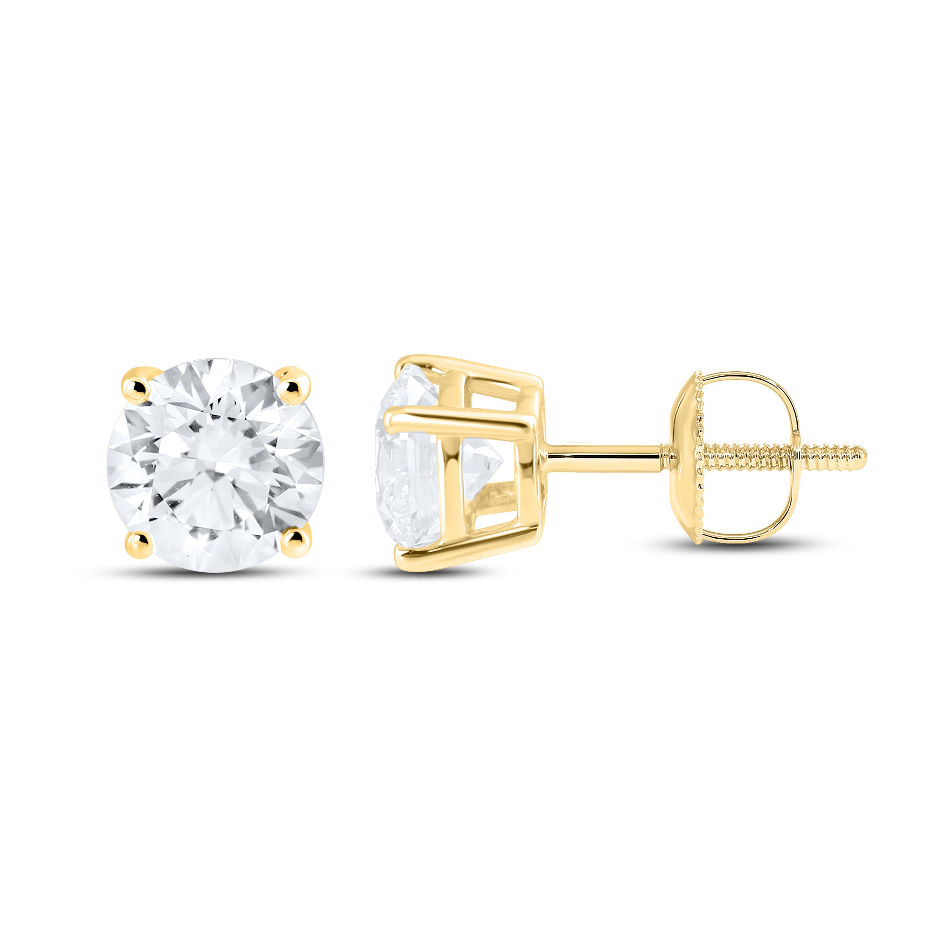 14KT YELLOW GOLD 2.02 CTW LAB DIAMOND ROUND EARRINGS