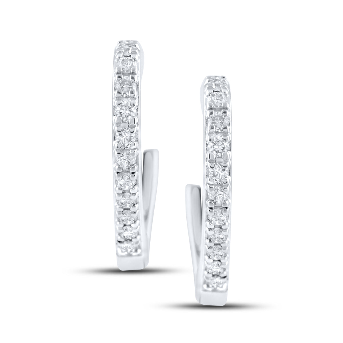 14K WHITE GOLD 0.33 CTW LAB DIAMOND HOOPS EARRING
