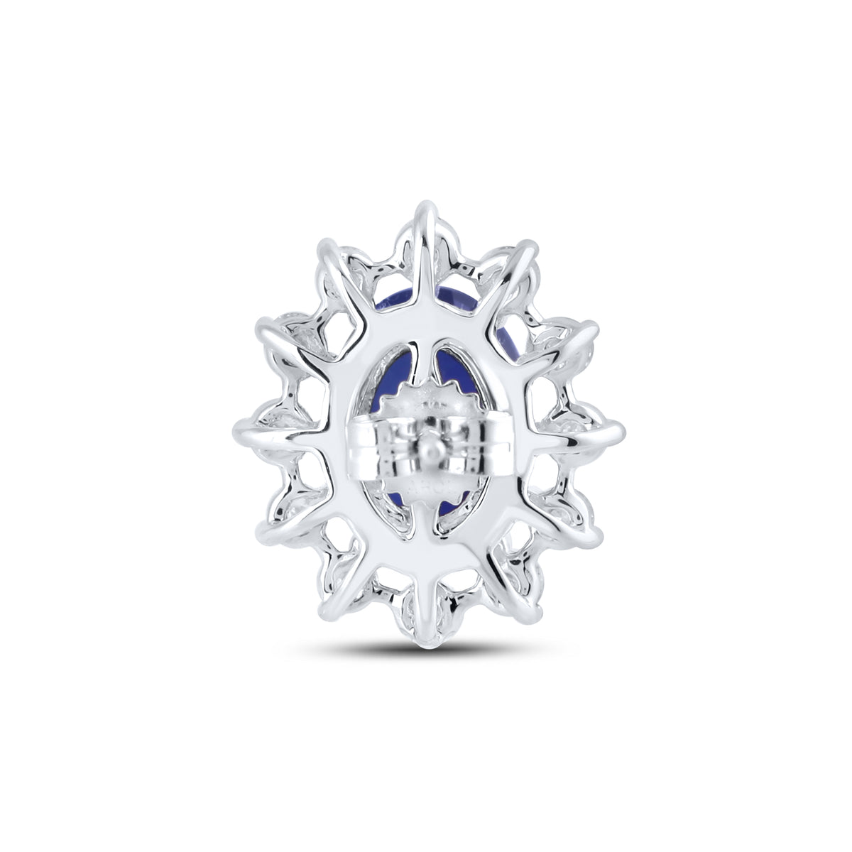 14KT WHITE GOLD LAB CREATED BLUE SAPPHIRE  0.62 CTW DIAMOND EARRINGS