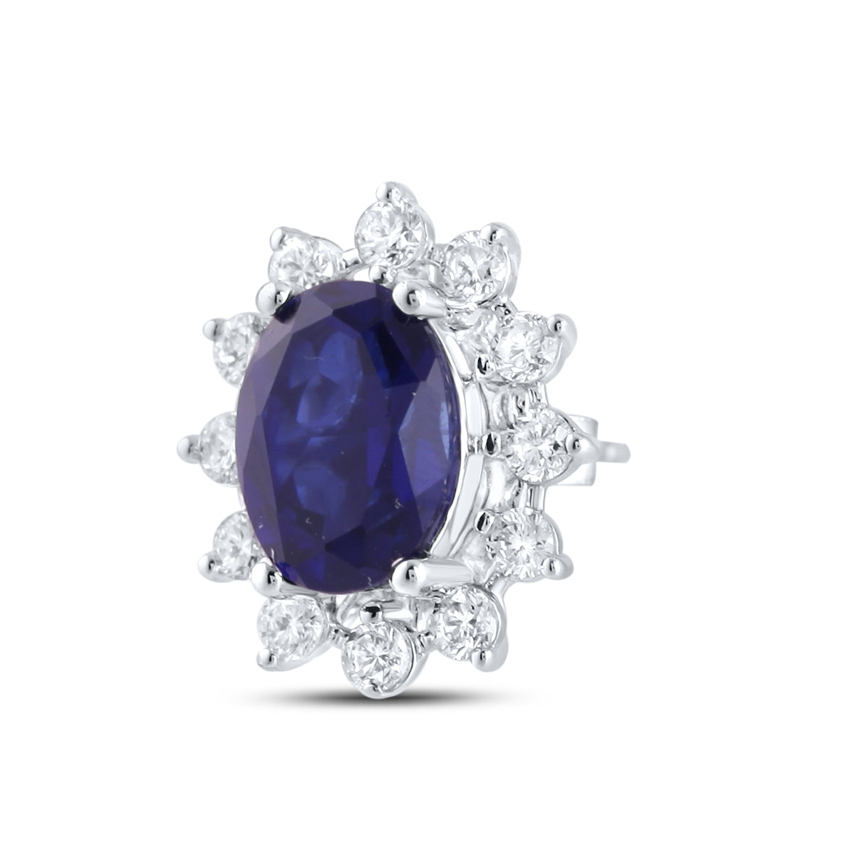 14KT WHITE GOLD LAB CREATED BLUE SAPPHIRE  0.62 CTW DIAMOND EARRINGS
