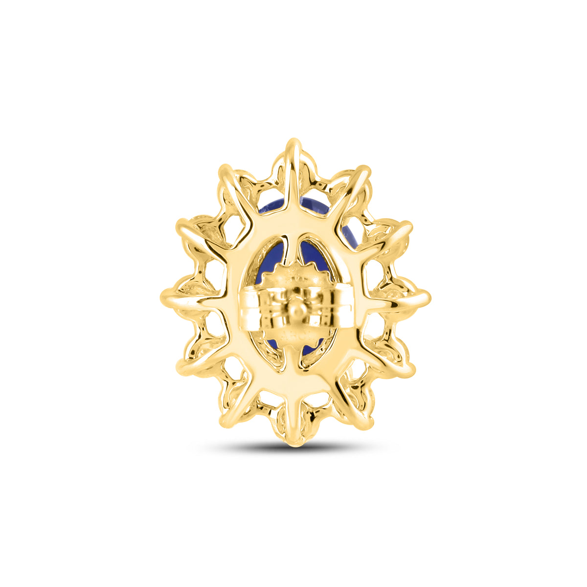 14KT YELLOW GOLD LAB CREATED BLUE SAPPHIRE  0.62 CTW DIAMOND EARRINGS