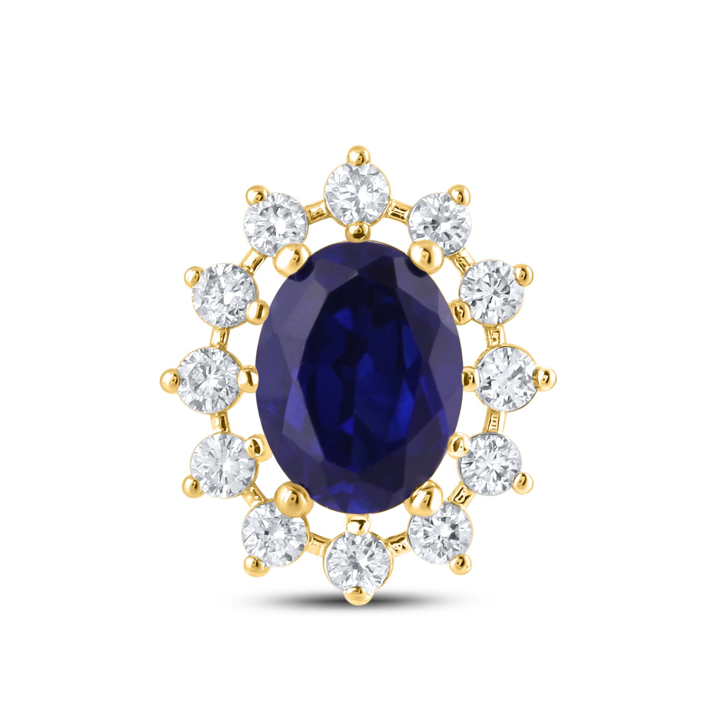 14KT YELLOW GOLD LAB CREATED BLUE SAPPHIRE  0.62 CTW DIAMOND EARRINGS