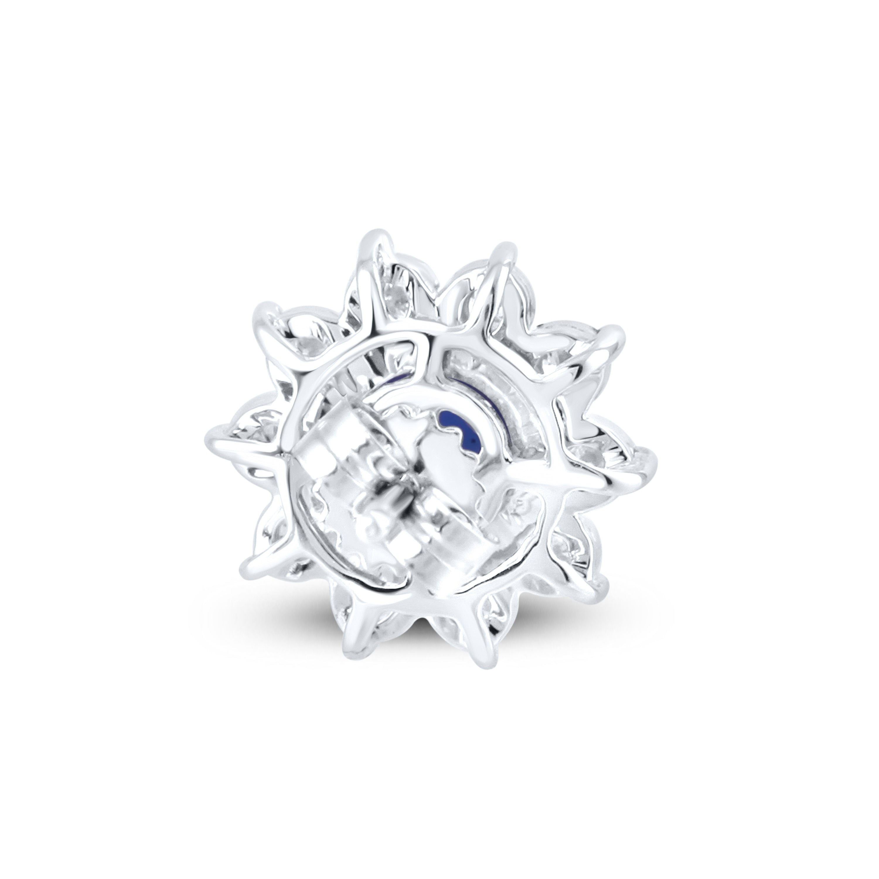 14KT WHITE GOLD LAB CREATED BLUE SAPPHIRE  0.20 CTW DIAMOND EARRINGS