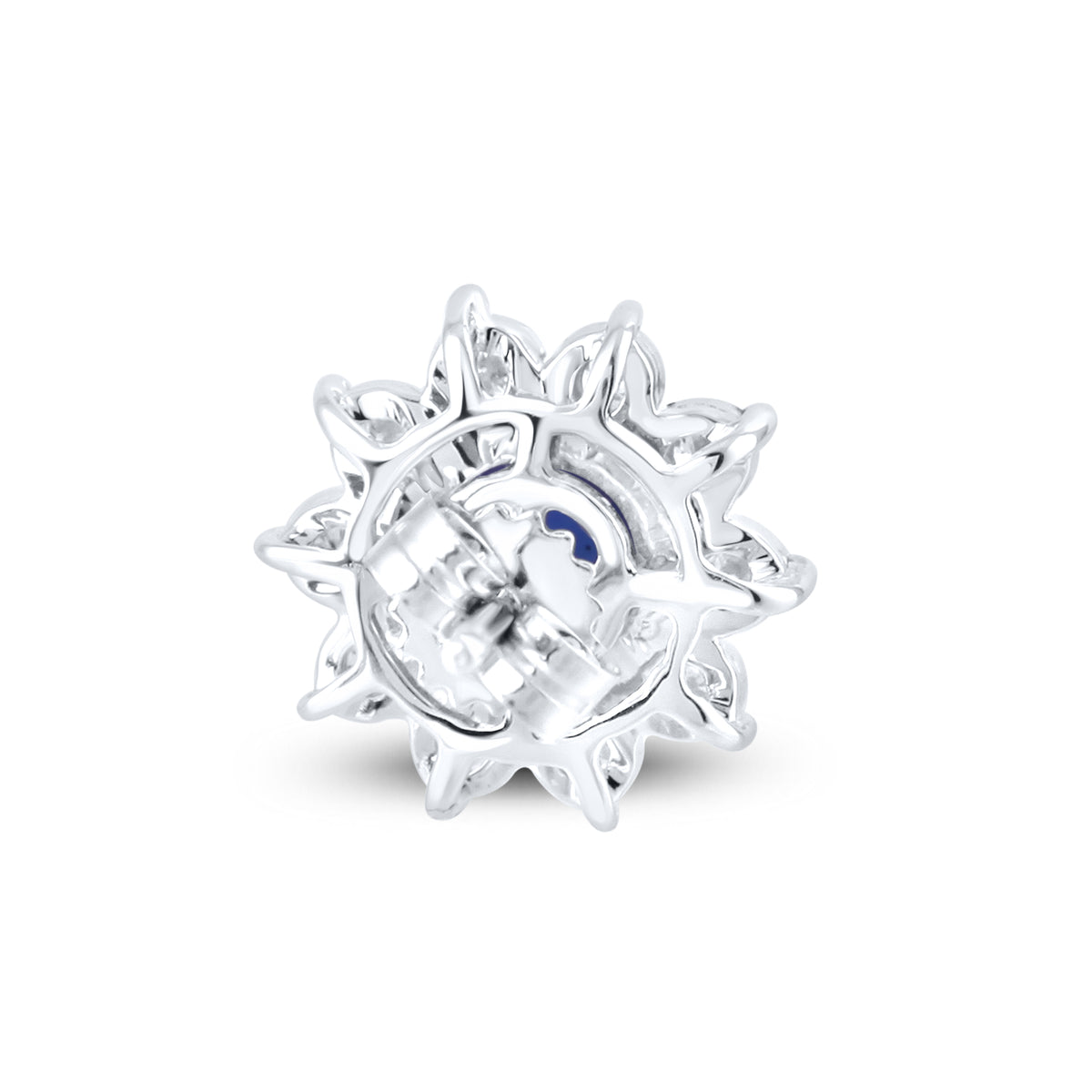 14KT WHITE GOLD LAB CREATED BLUE SAPPHIRE  0.20 CTW DIAMOND EARRINGS