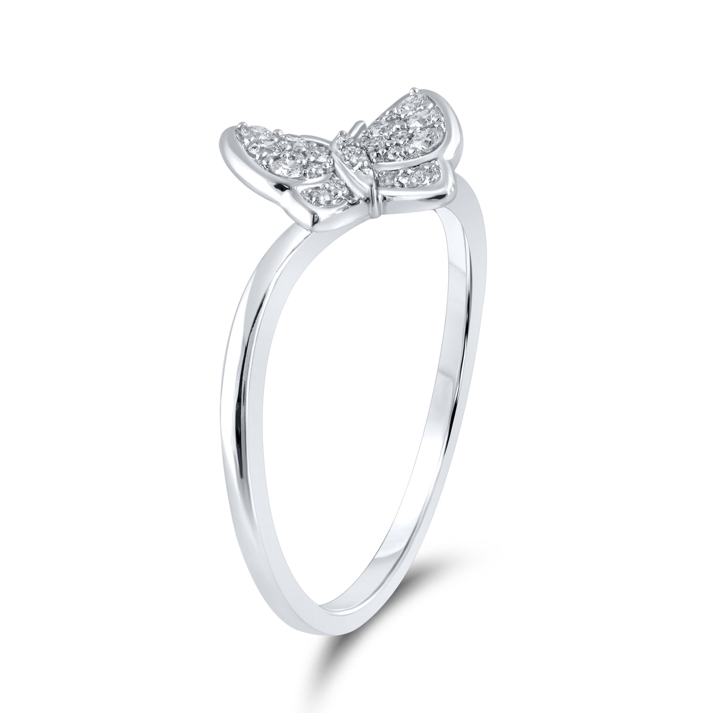 14k White Gold 0.15 CTW Diamond Butterfly ring